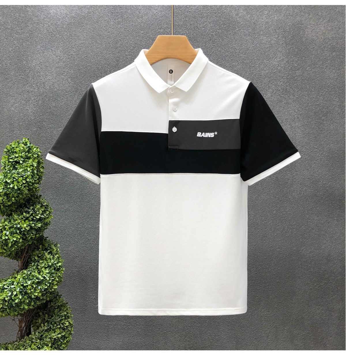 Title 5, Mens Trend Stitching Contrast Color Polo Shirt...