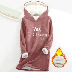 Women's Offset Print Pullover Long Sleeve Casual Plush Sweater - Rouge Colour-L - View 1