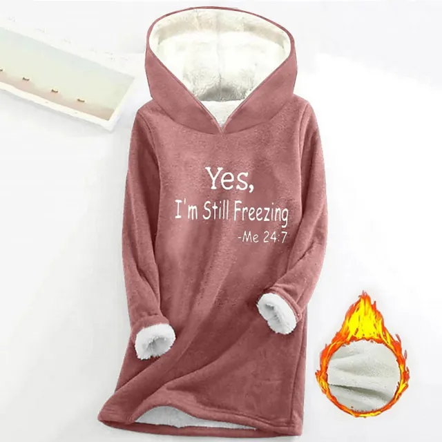 Women's Offset Print Pullover Long Sleeve Casual Plush Sweater Rouge Color L - Shop at LoveMi
