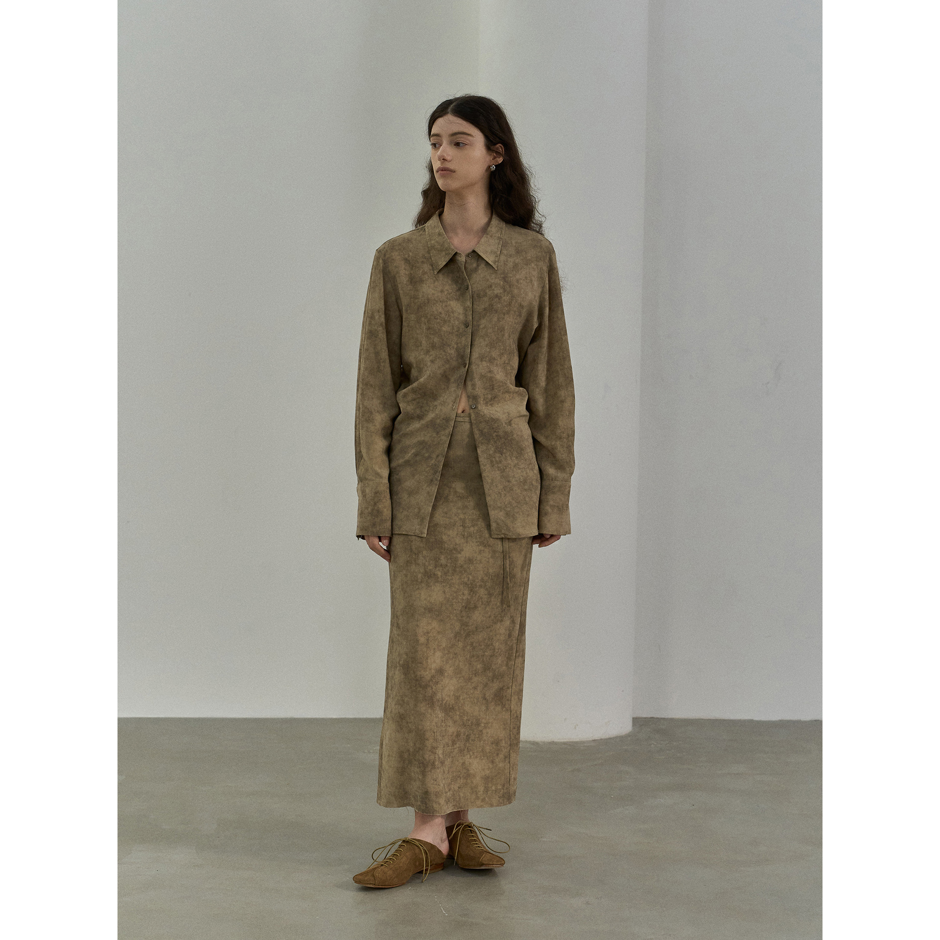 Designed Tencel Smudging Slim-fit Skin-friendly Skirt