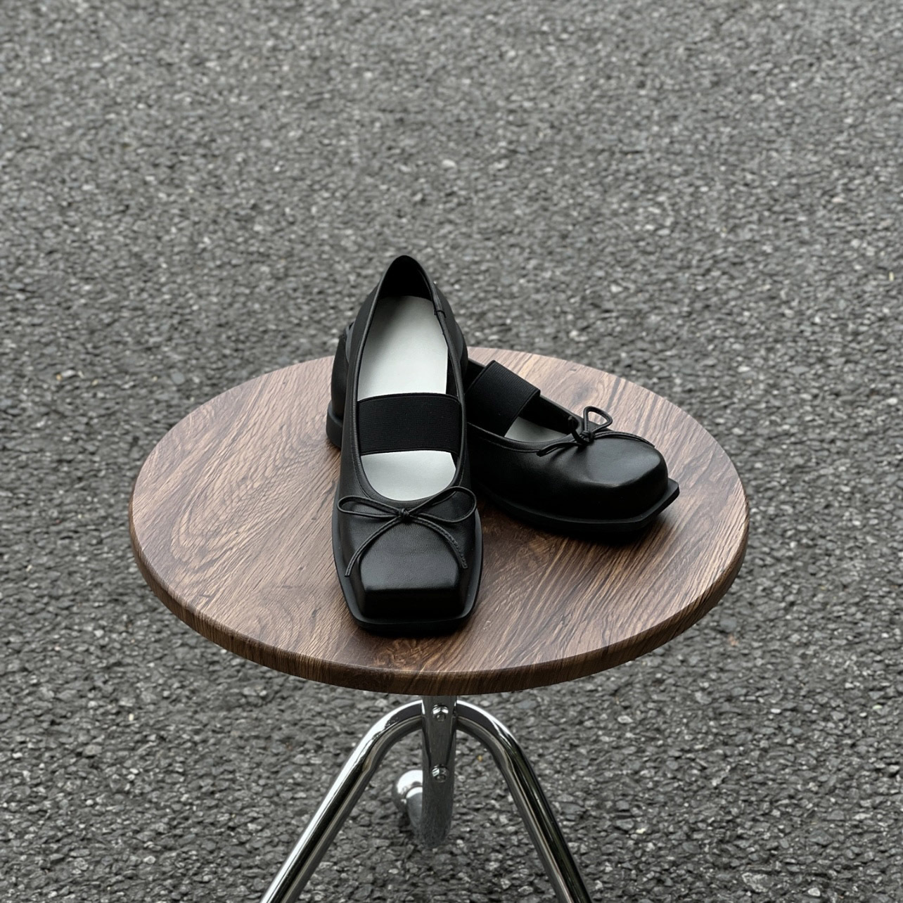 Womens Bow-Knot Genuine Leather Ballet Flats With Thick Soles