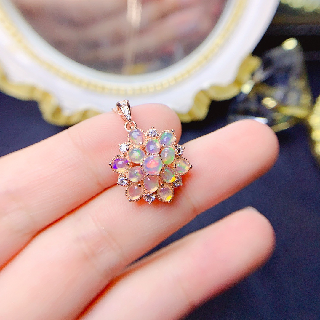 Natural White Opal Pendant Necklace - Image 10