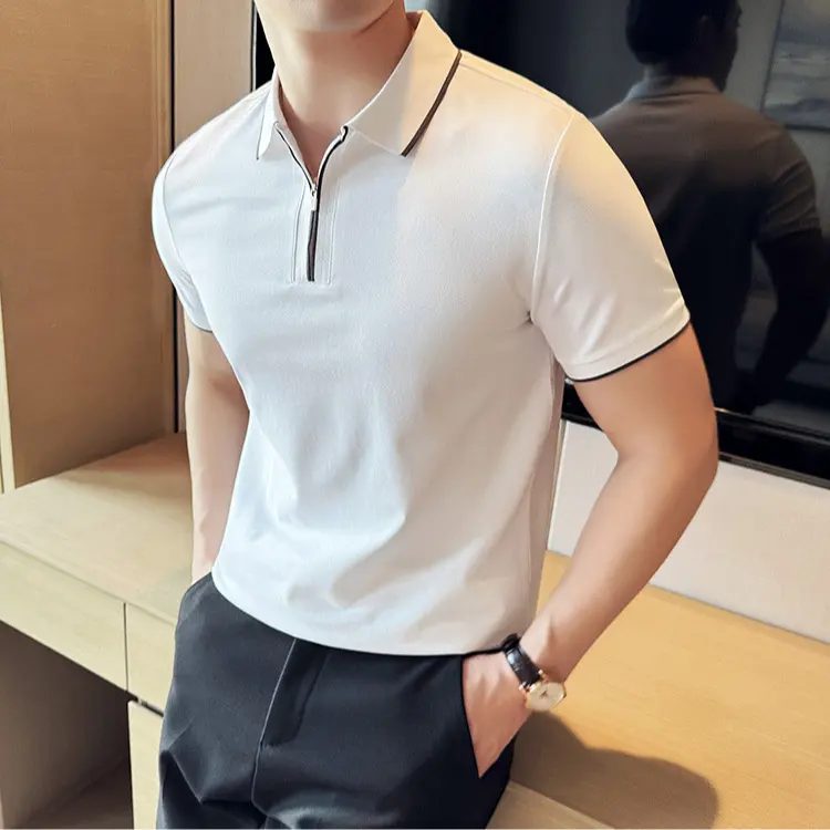 5a Antibacterial Men's Polo Shirt Short Sleeve Zipper