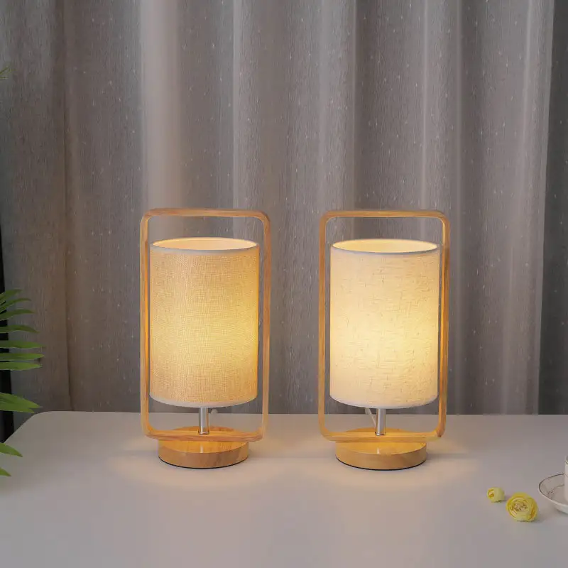Led Solid Wood Table Lamp Portable Mini