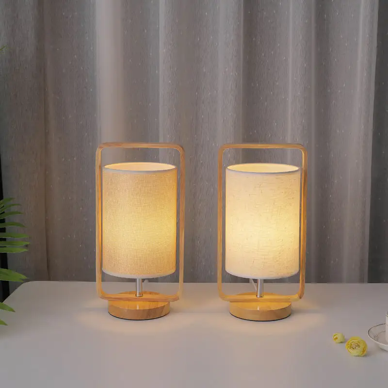Led Solid Wood Table Lamp Portable Mini