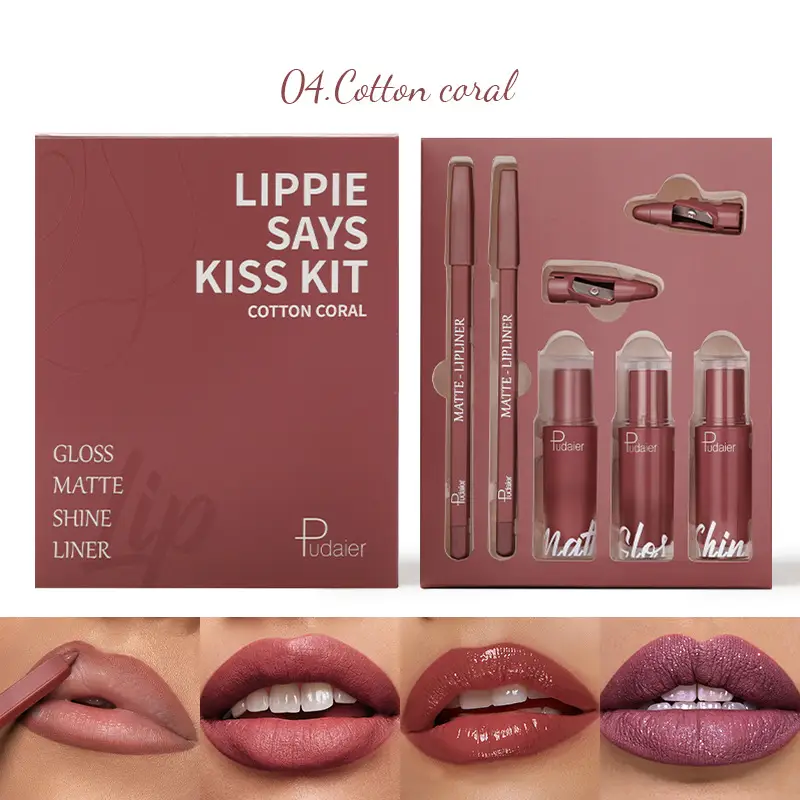 Lip Glaze Lip Matte Dewy And Shimmering Lipstick Gift Set 5-Piece