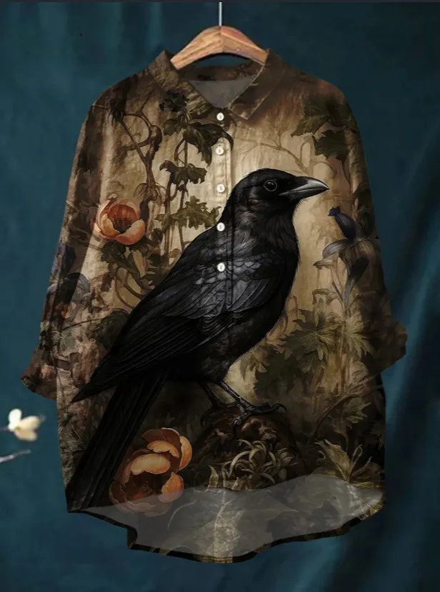 Round Neck Shirt Vintage Printed Shirt 24Style - Shop at LoveMi
