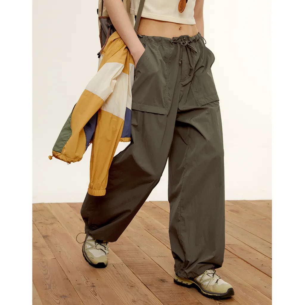 Women's Summer American-style Wide-leg Pants With Pockets - Gray
