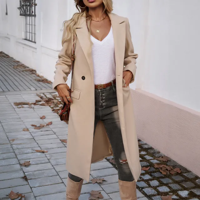 Lady Temperament Commuting Turn down Collar Coat Apricot - Shop at LoveMi
