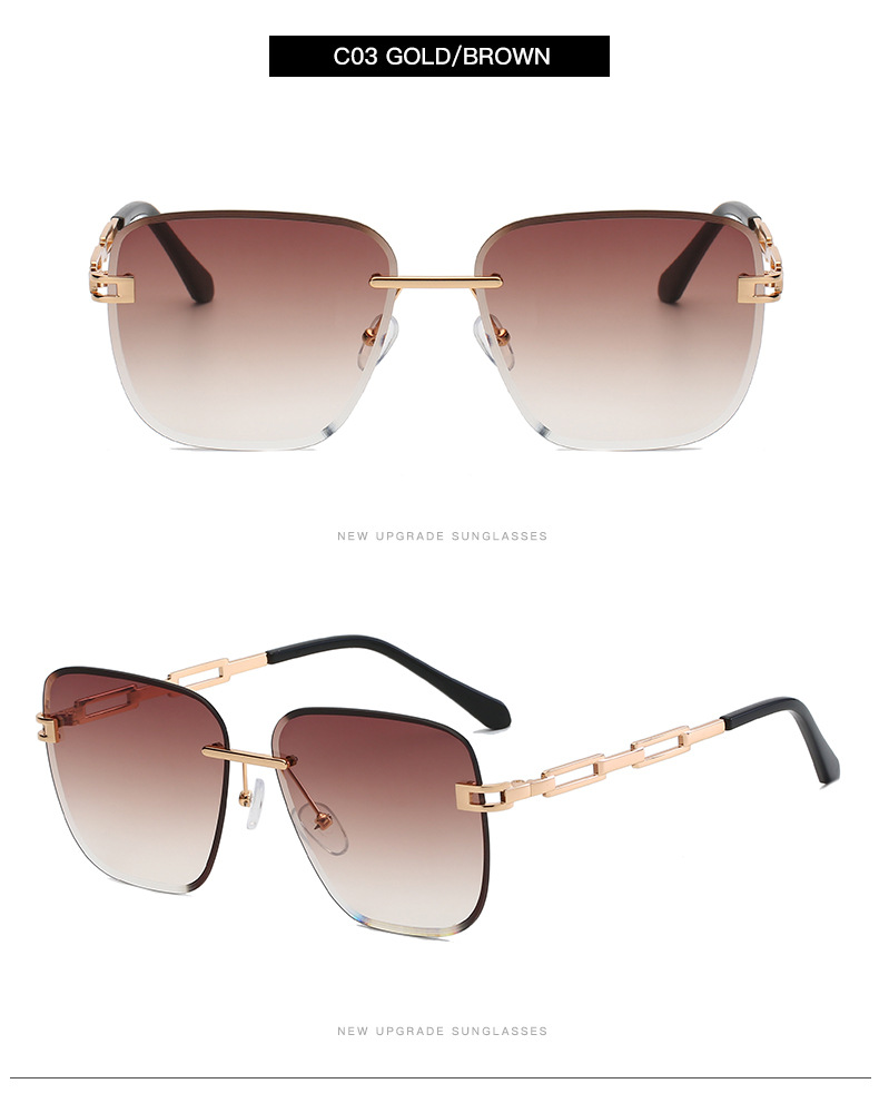Fashion Frameless Trimming Square Sunglasses - Image 15
