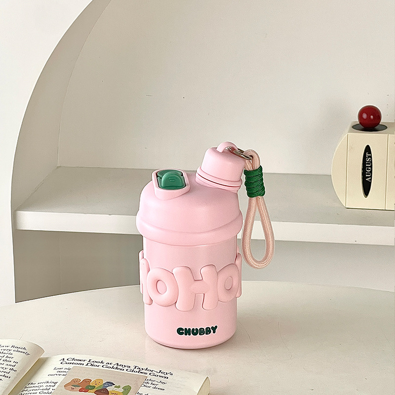 Portable Thermos With A Cup Holder And Straw