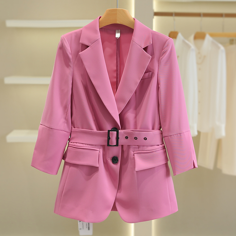 Solid-color Three-quarter-sleeve Casual Blazer For Women