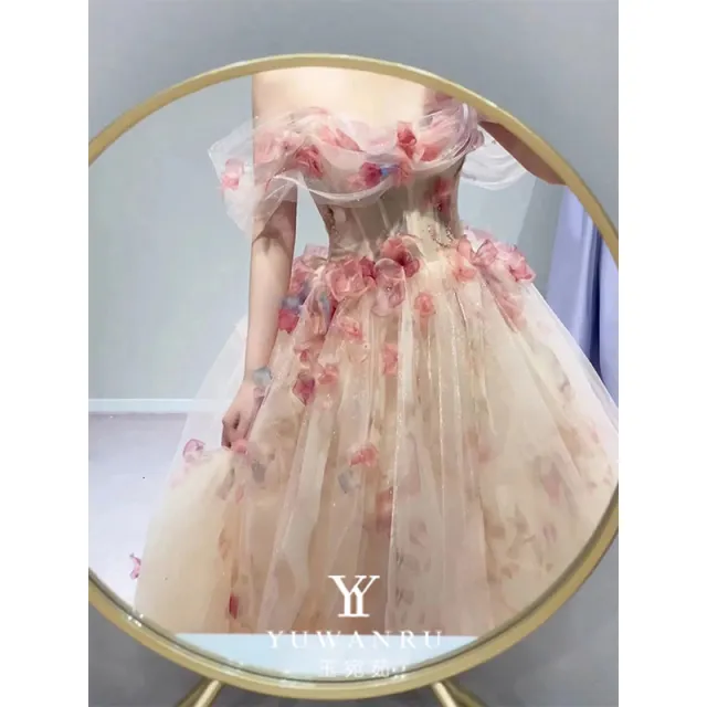 Women's Off shoulder Rose Dress, Light New Wedding Dress Rose - Shop at LoveMi