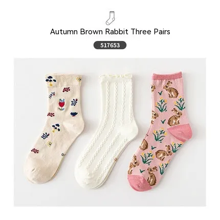Cartoon Mid Tube Trendy Cotton Women's Socks Set517653 One Size - Shop at LoveMi
