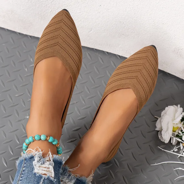 Pointed Toe Low cut Shoes Women's Breathable Flat Bottom Khaki - Shop at LoveMi