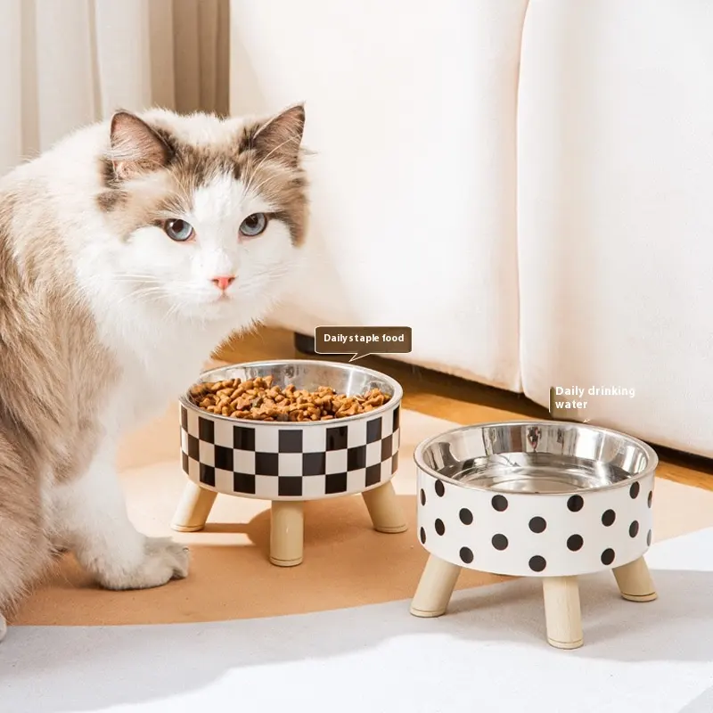 Pet Stainless Steel Tall Bowl Cervical Support