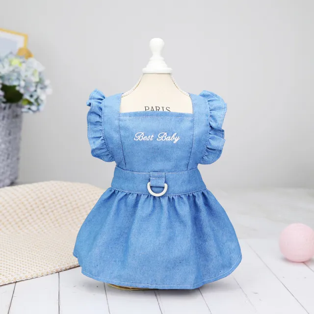 Puppy Clothes Spring And Summer Thin Letters Dress Letter Denim Skirt Light Blue - Shop at LoveMi
