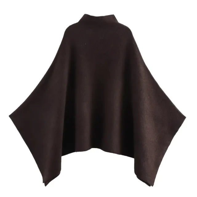 Women's Fashionable Asymmetric Knitted Cape Dark Brown - Shop at LoveMi