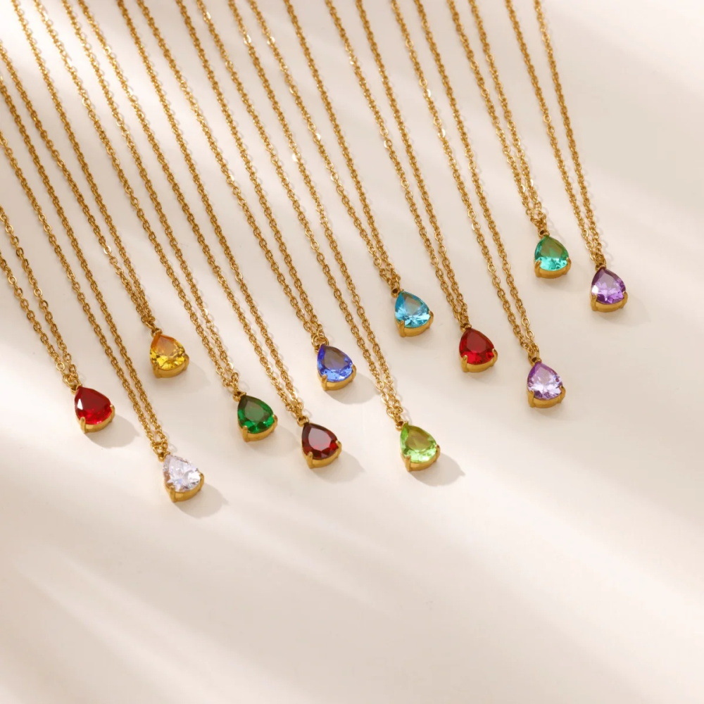 New December Birthstone Necklace With An Oval Shape