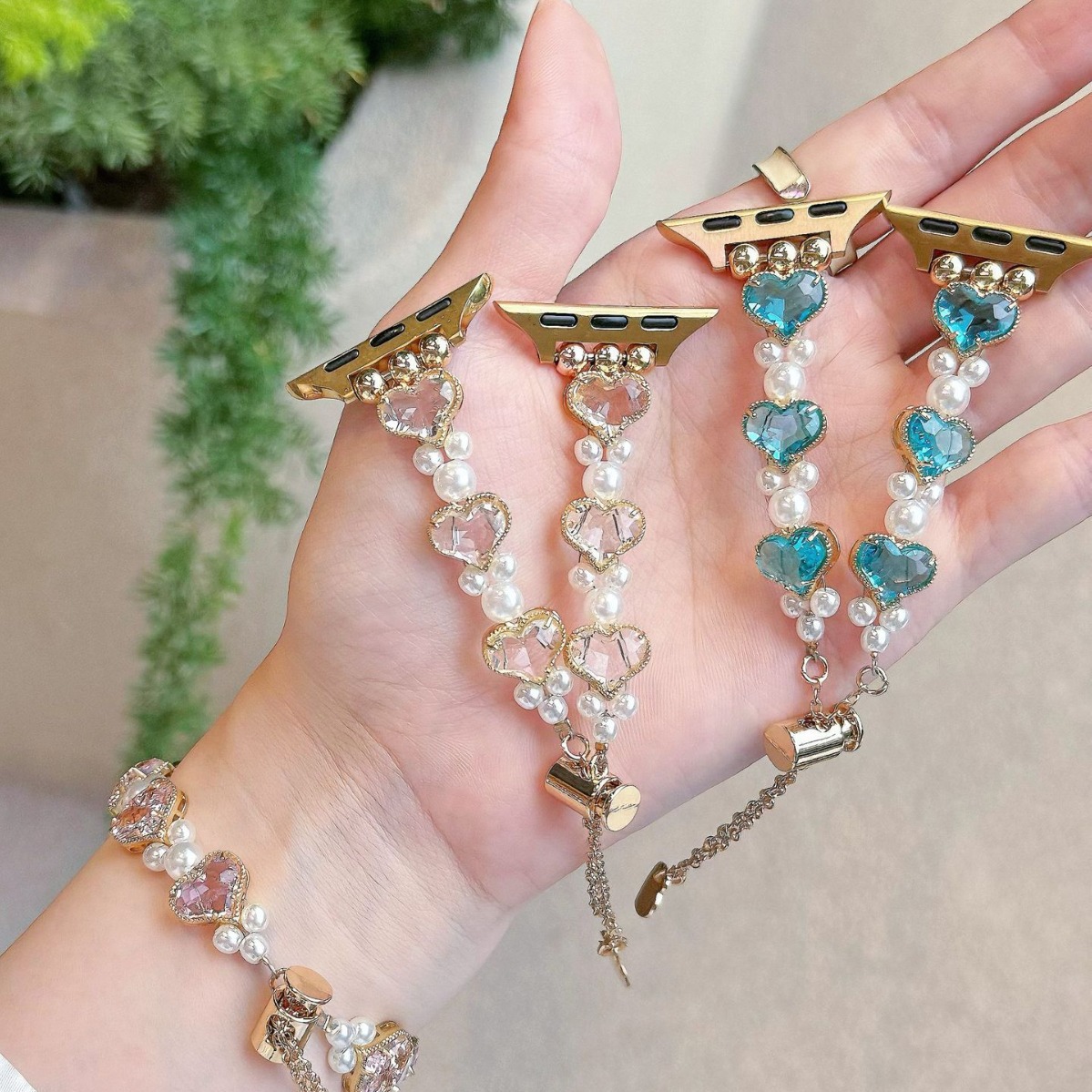 Love-shaped Diamond And Fashionable Pearl Watch Bracelet