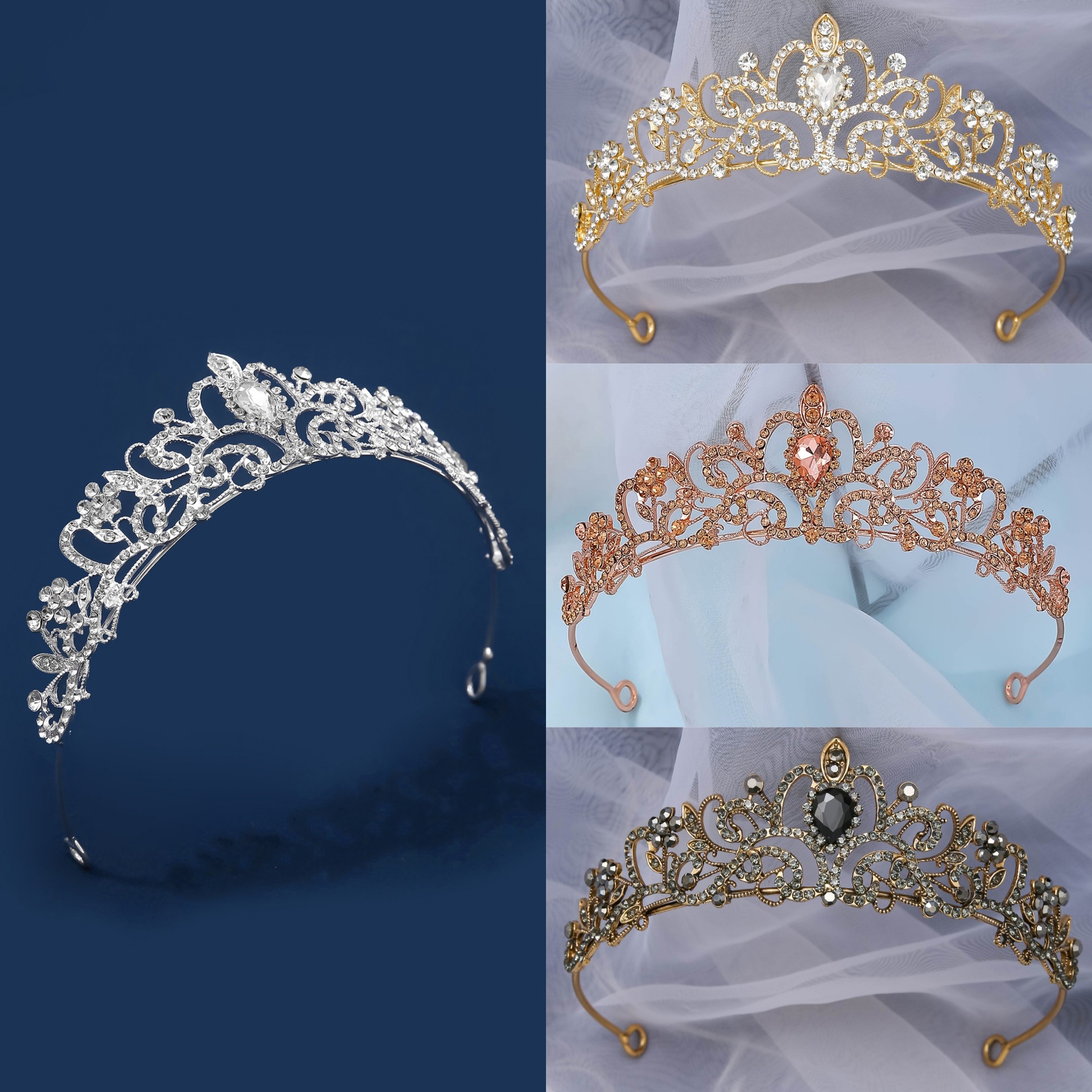 Electroplated Alloy Women's Semicircle Crown With Diamond