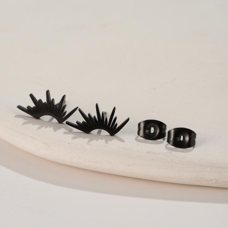 French Punk Style Stainless Steel Fan Shaped Stud Earrings