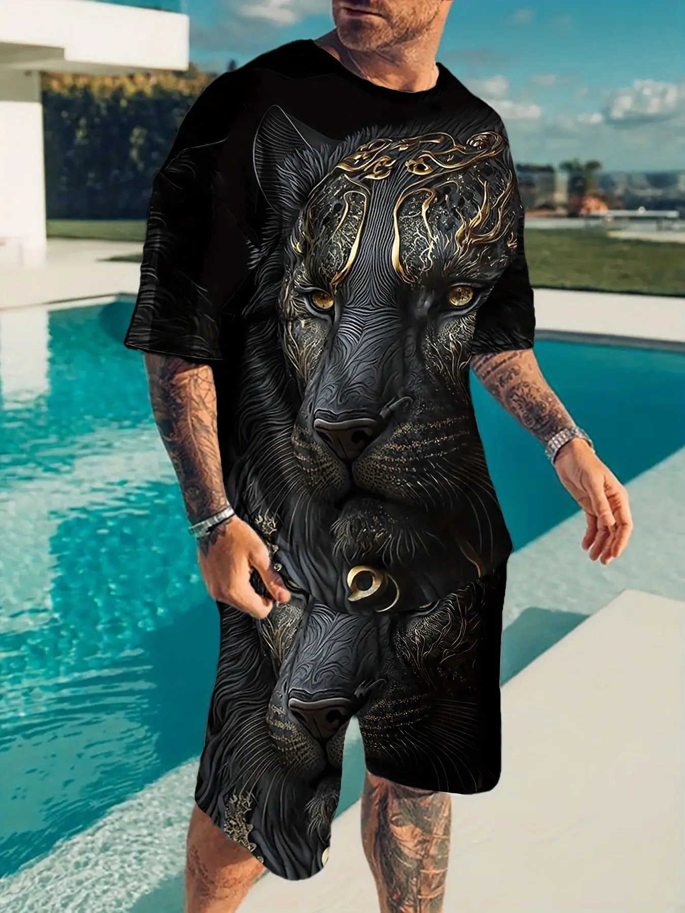 Men's Leopard Print 3D Summer Suit