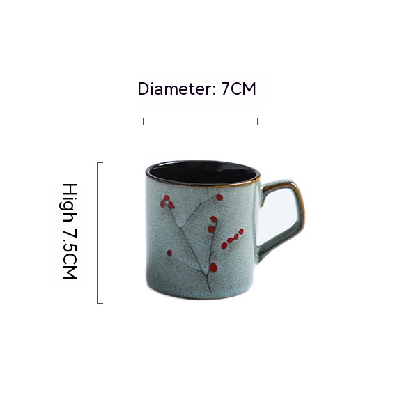 Porcelain hand painted kiln baked retro coffee cup