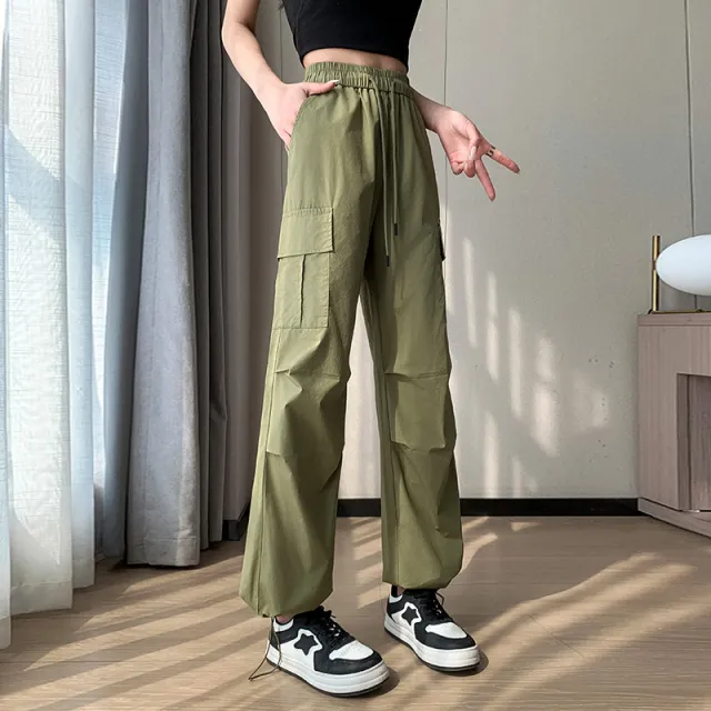 100 Cotton Cargo Pants Women's Summer Thin Army Green - Shop at LoveMi