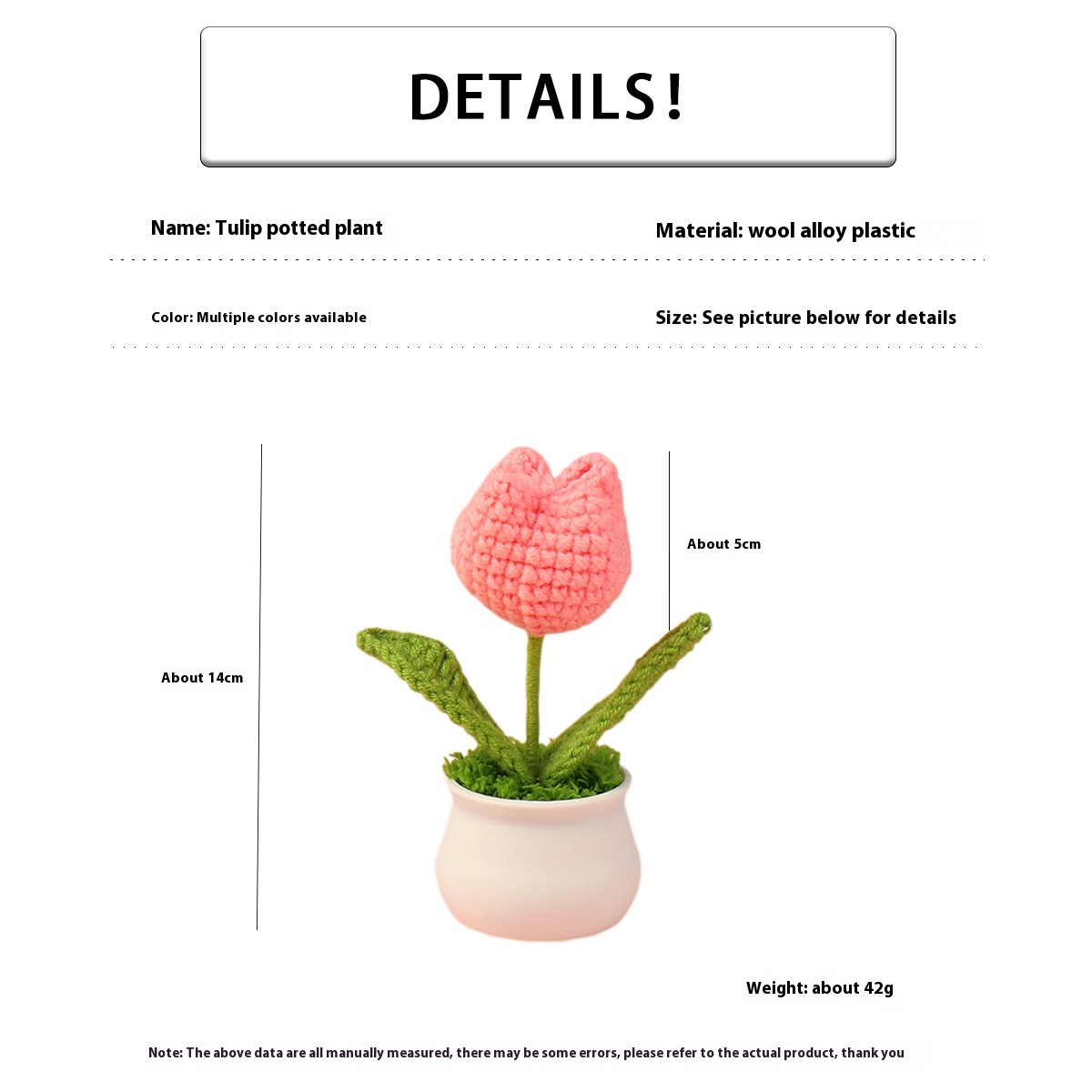 Finished Handmade Crocheted Wool Tulip Small Pot Plant