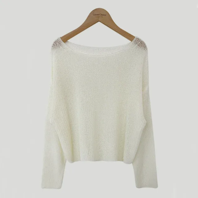 Knitted Sun Protection Shirt Loose Short Loose Pullover Blouse Beige - Shop at LoveMi