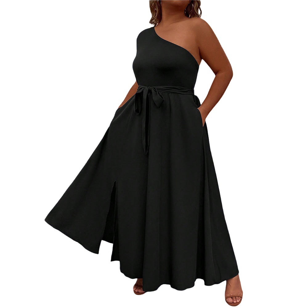 فستان فرنسي مكشوف الكتفين برقبة مائلة للنساء ذوات البشرة السمراء