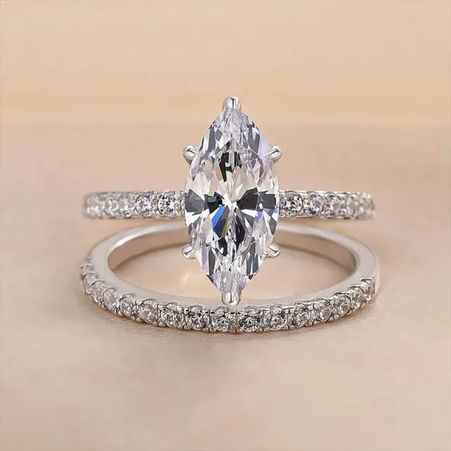 Fashion Shiny Couple Rings Female Inlaid Geometric Zircon Ring T0092 White Gold Color - Shop at LoveMi