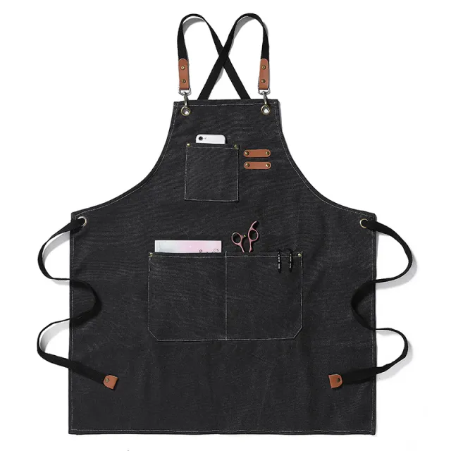 Thickened Canvas Jean Apron Household Barista Kitchen Restaurant Black - Shop at LoveMi