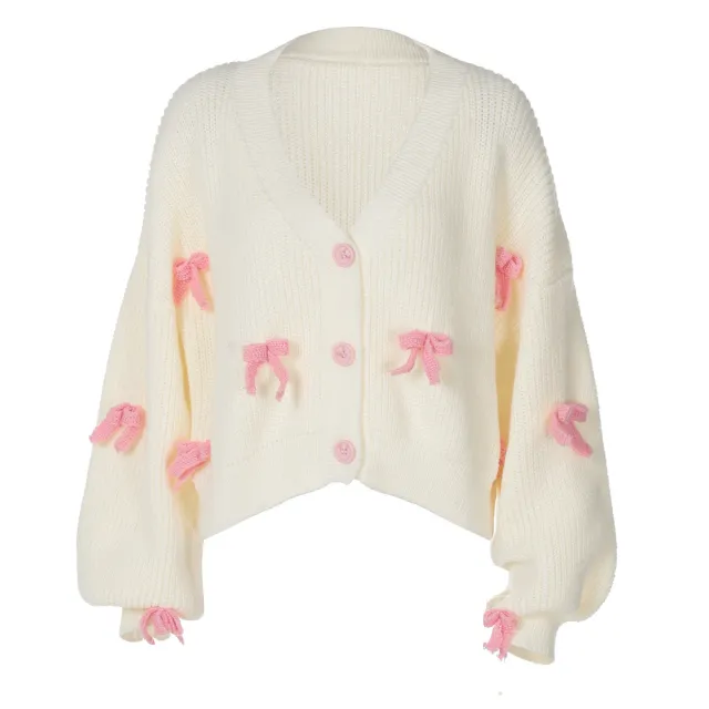 Special interest Design Bow Decoration Women's Sweater White - Shop at LoveMi