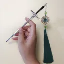 Silver Black Green Tassel