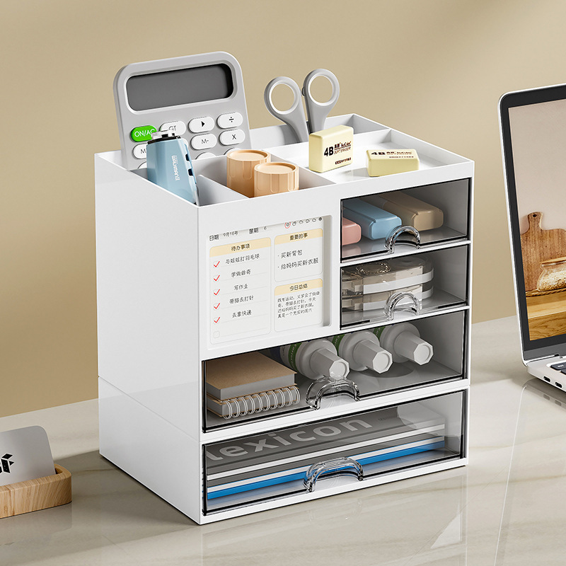 Divided Pen Holder Transparent Drawer-style Multi-functional Desk Organizer