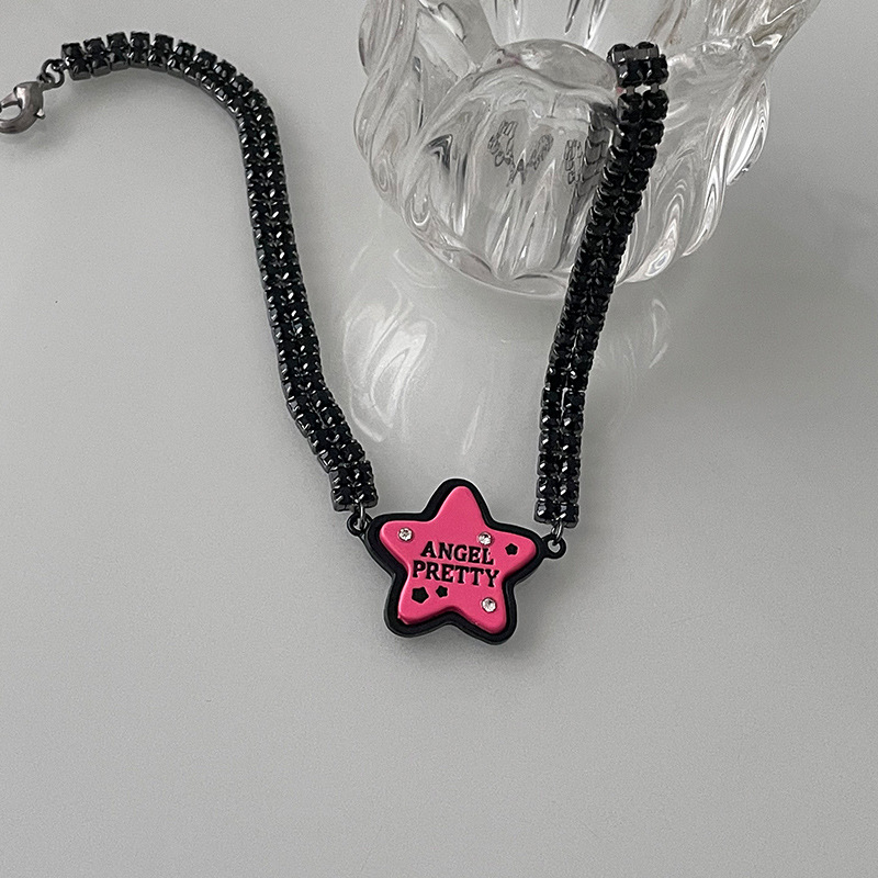 Black Full Diamond Stitching Rose Red XINGX Necklace