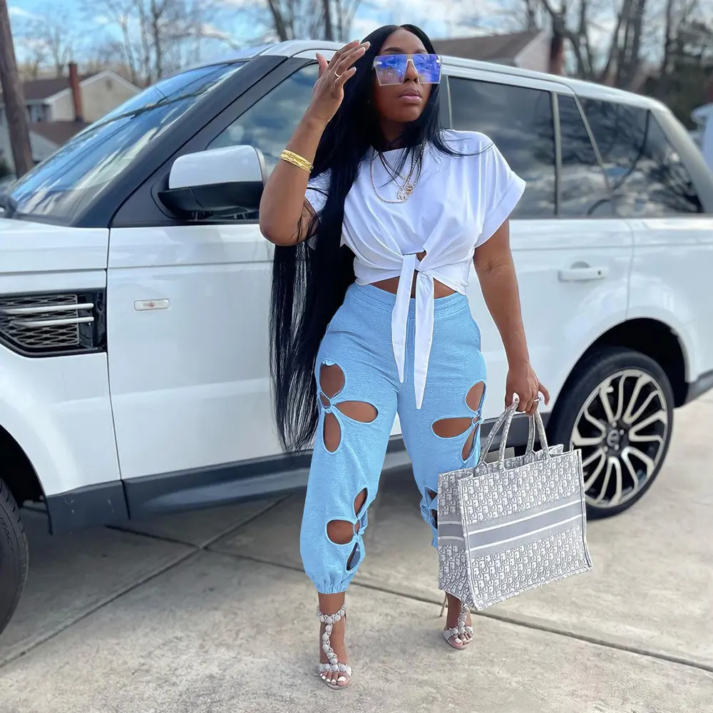 Clothing Women's Ripped Trousers Casual Pants