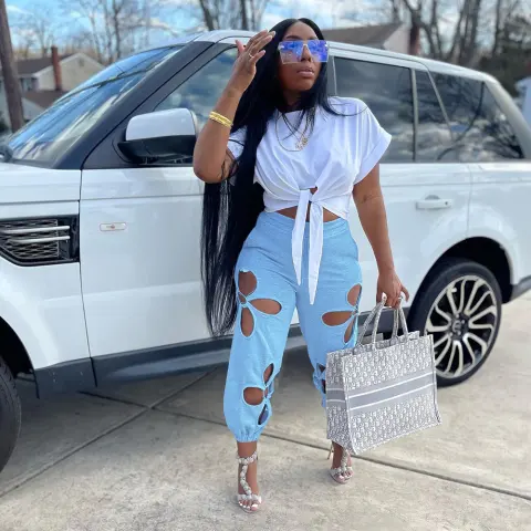 Clothing Women's Ripped Trousers Casual Pants