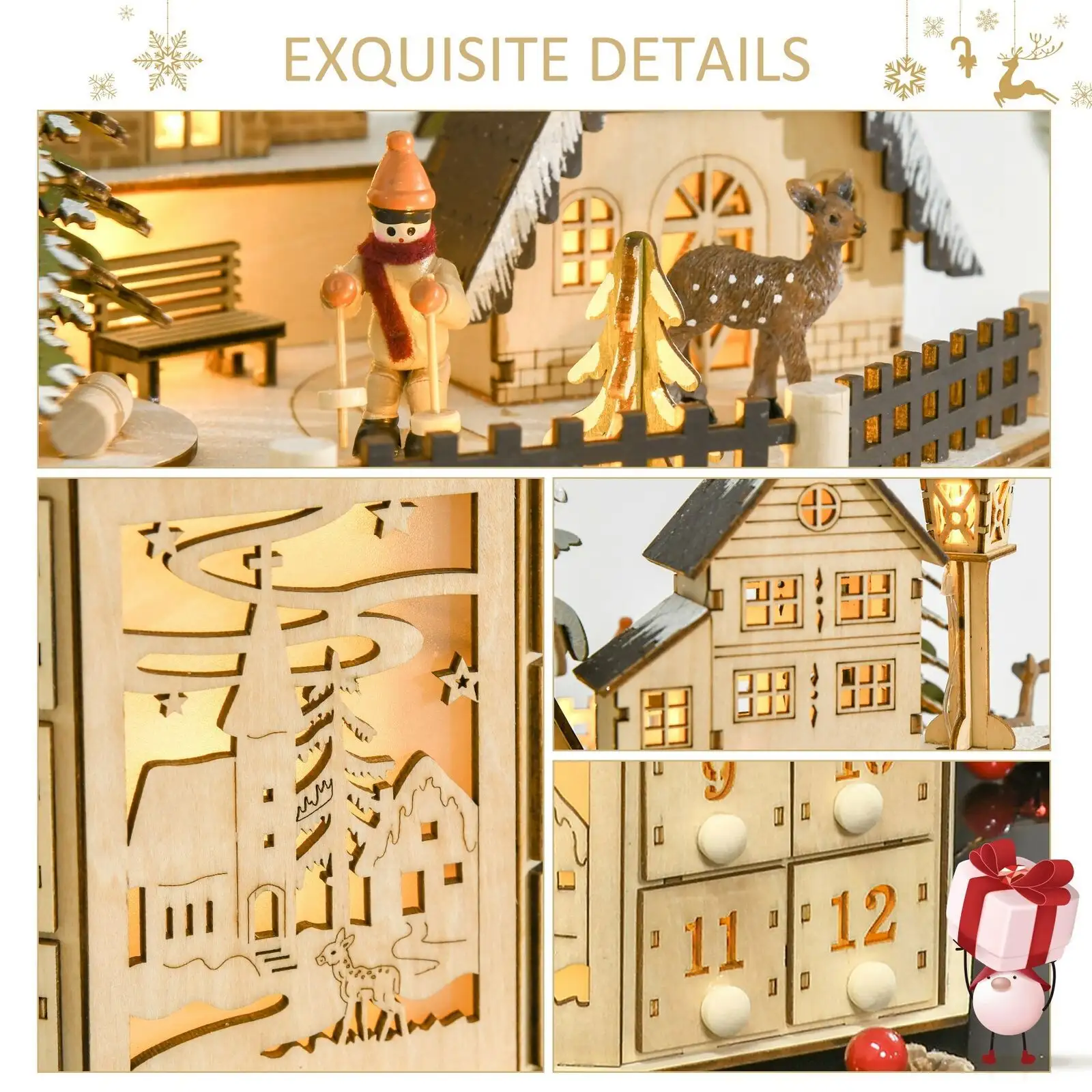 Wooden Christmas 24-Day Countdown Advent Music Calendar Ornament