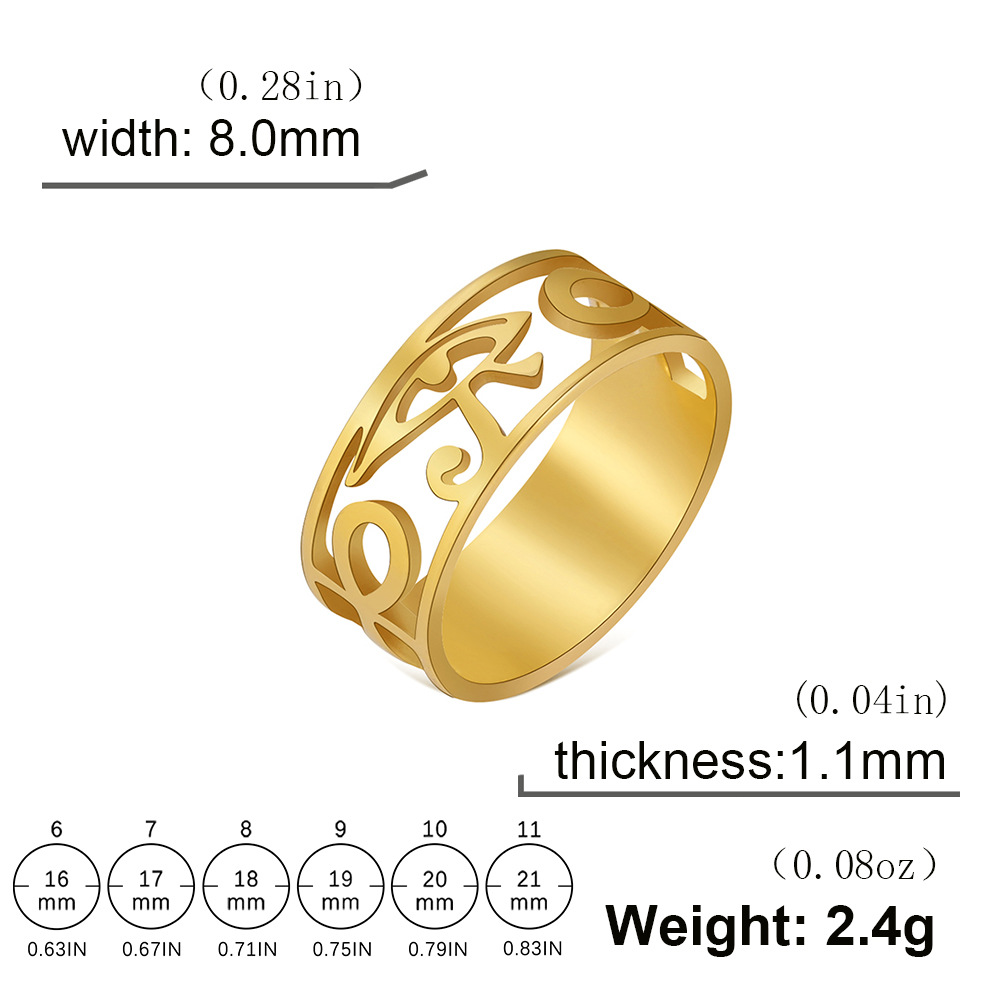 Men's Fashion, Personalized And Exaggerated Hollow-out Eye-shaped Stainless Steel Ring