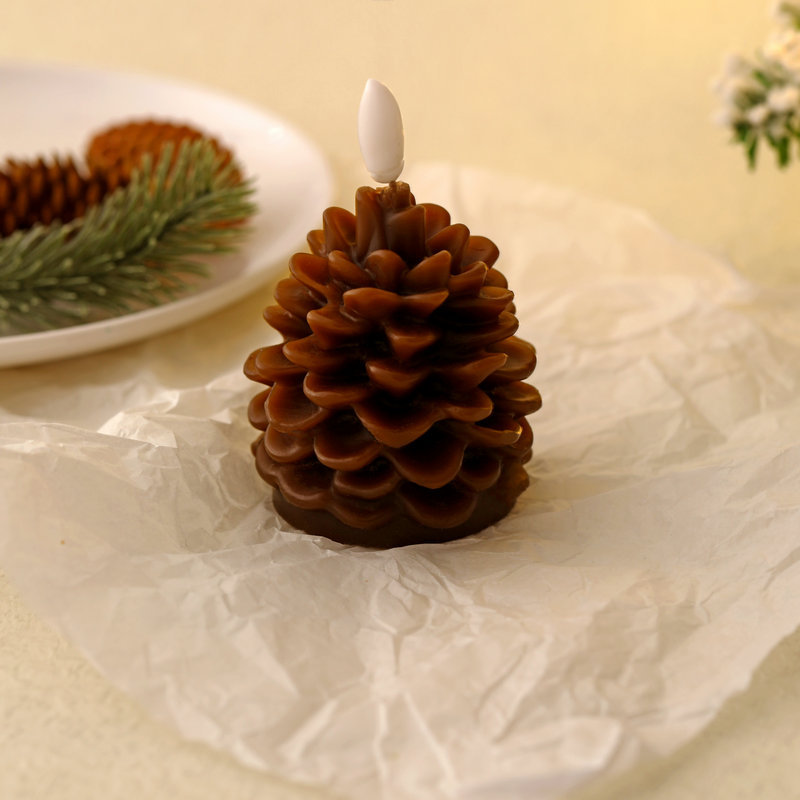 Title 1, Christmas Pine Cone Paraffin LED Bullet Candle ...