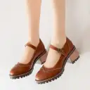 British-style Retro Artistic Chic Chunky-heeled Low-cut Womens Shoes view 4