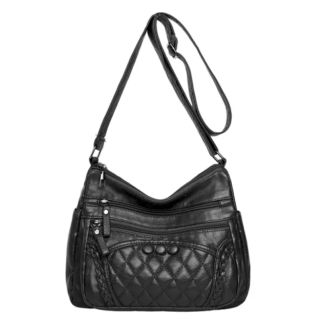 Soft Leather Retro Women's Shoulder Bag Large Capacity Black - Shop at LoveMi