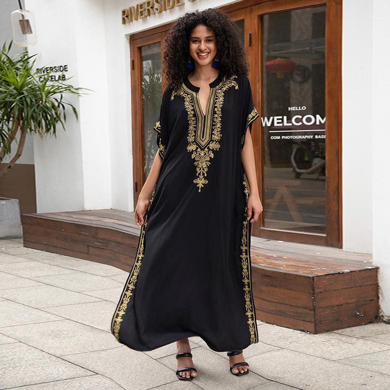 Rayon Embroidered Loose Robe Embroidery Vacation Sun Protection Bikini Cover