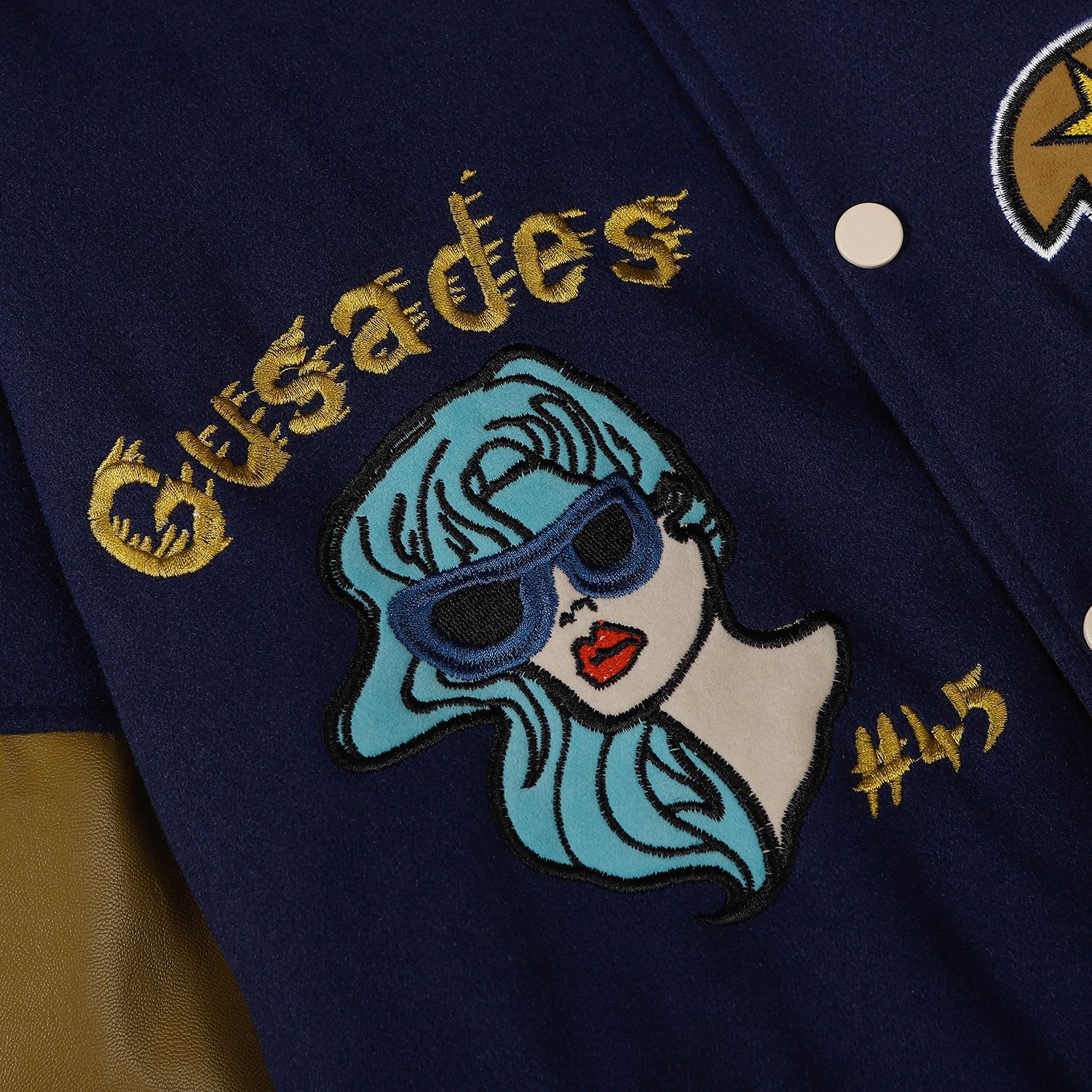 Title 15, Chaqueta de béisbol de cuero PU con costuras bo...