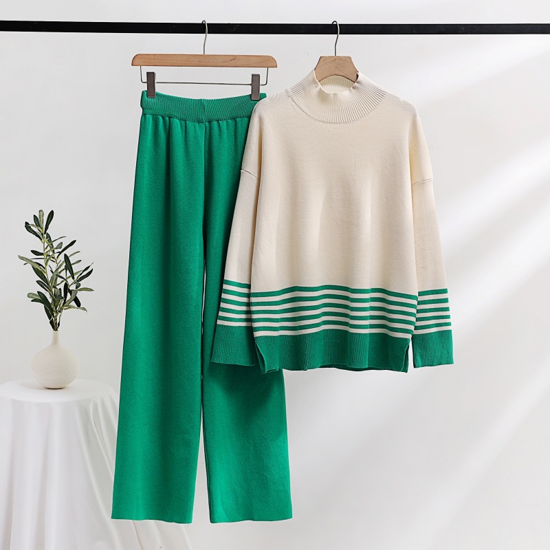 Casual Fashion Set Age-reducing Knitted Top Wide Leg - Image 2