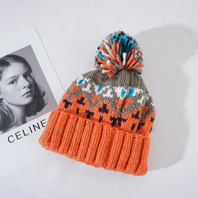 Fashionable Age Reducing Cute Fur Ball Knitted Hat Orange - Shop at LoveMi