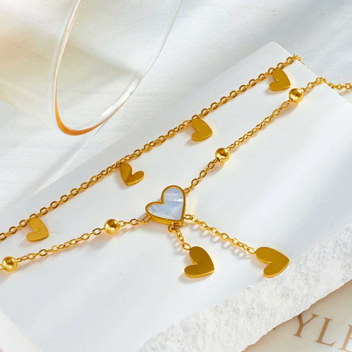 Niche, High-end Stainless Steel Anklet With Heart-shaped Tassels